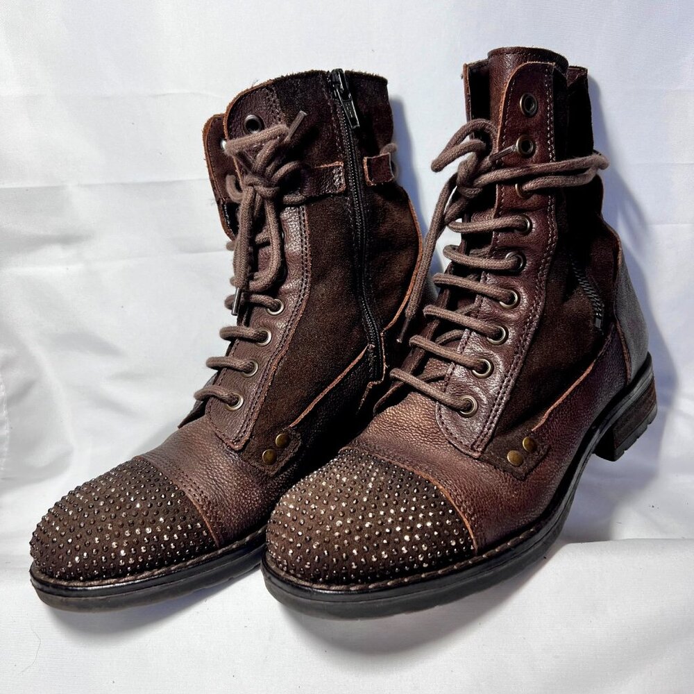 Clarks Brown Studded Leather Combat Boots